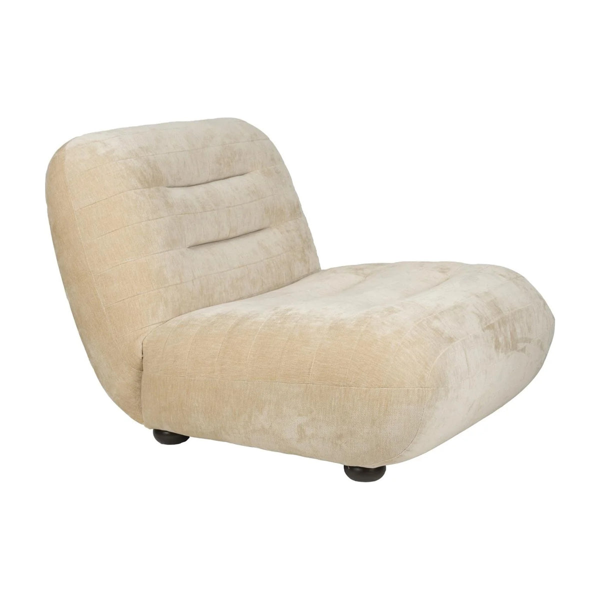 Lounge Chair Wyatt Velours Beige Domestica – Three Quarter View on White
