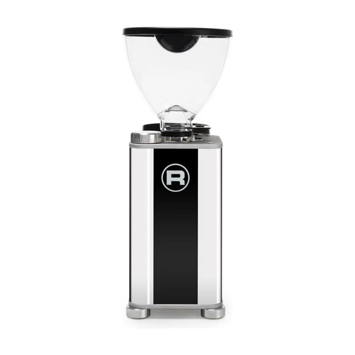 Coffee Grinder Giannino Rocket Espresso Domestica – Chrome/Black, Back View with Black Panel