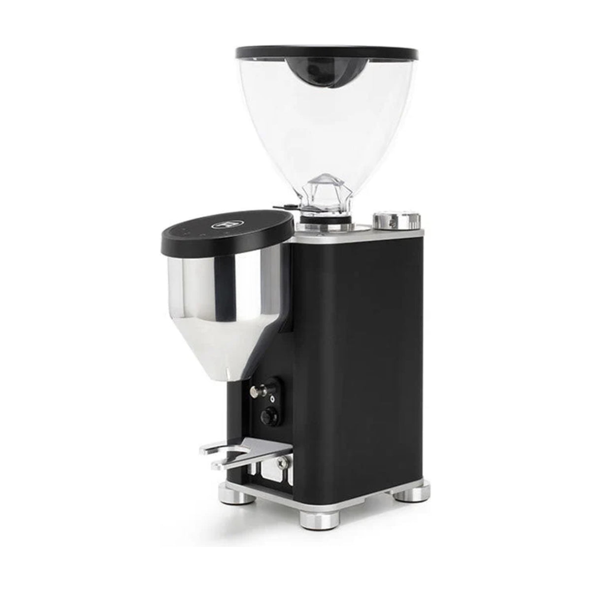 Coffee Grinder Giannino Rocket Espresso Domestica – Black/Chrome, Three Quarter View on White