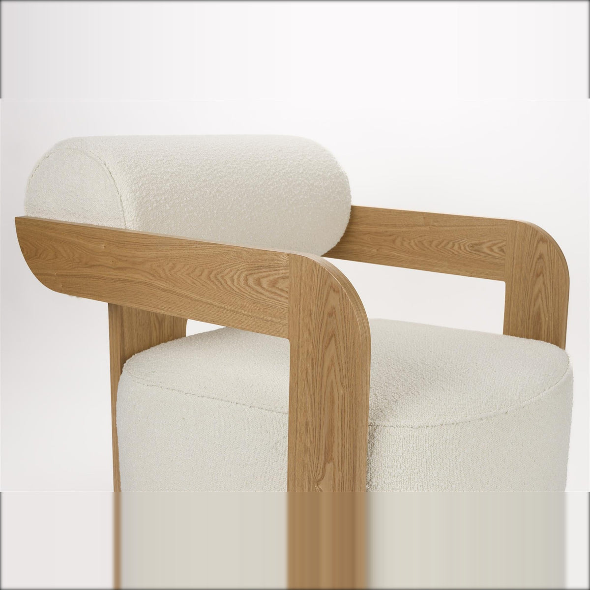 Lounge Chair Oolong Beige Domestica – Curved Wooden Armrests Close-up