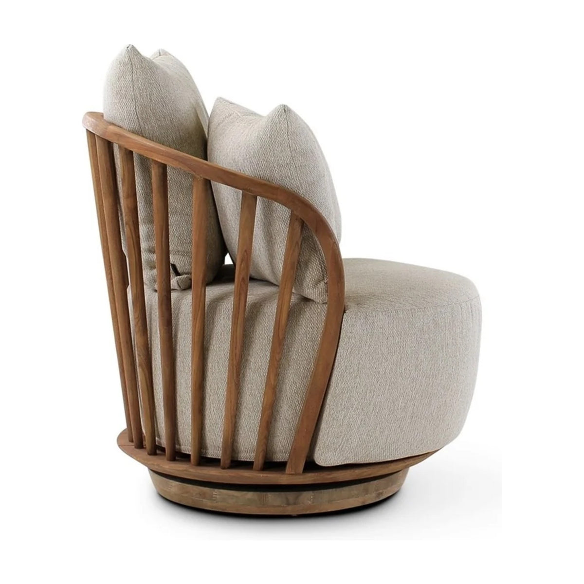 Lounge Chair Noel Teak Natural Cream Domestica – Rear Side View on White