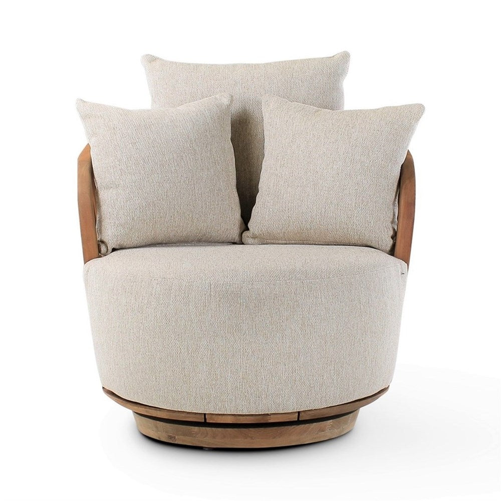 Lounge Chair Noel Teak Natural Cream Domestica – Front View on White