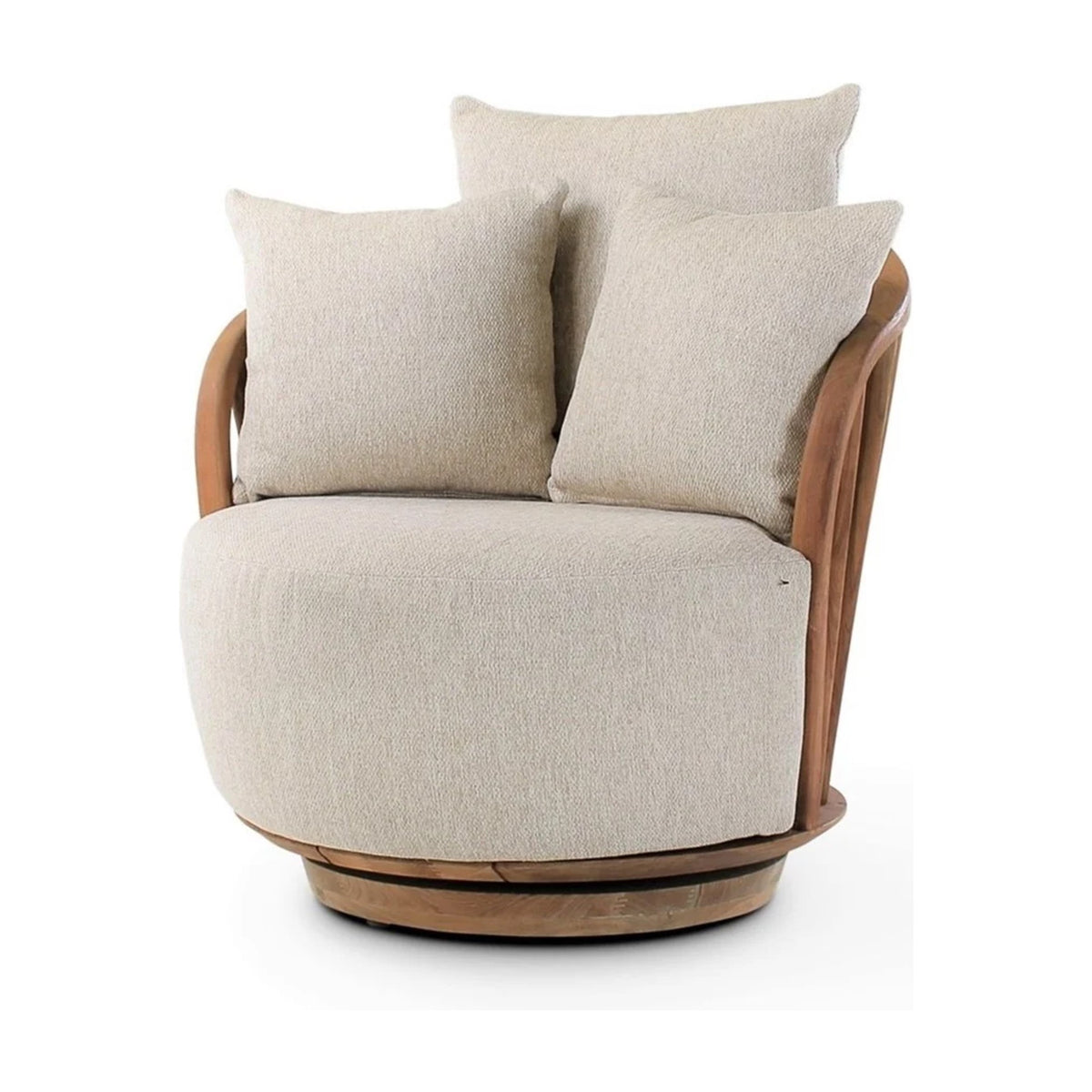 Lounge Chair Noel Teak Natural Cream Domestica – Three Quarter View on White