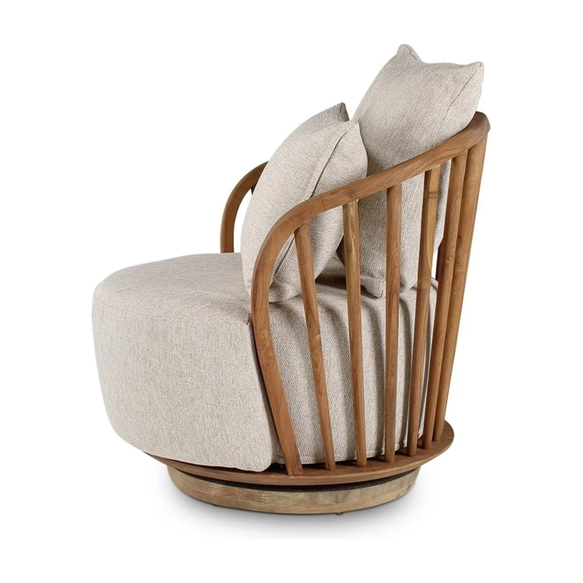 Lounge Chair Noel Teak Natural Cream Domestica – Side View on White