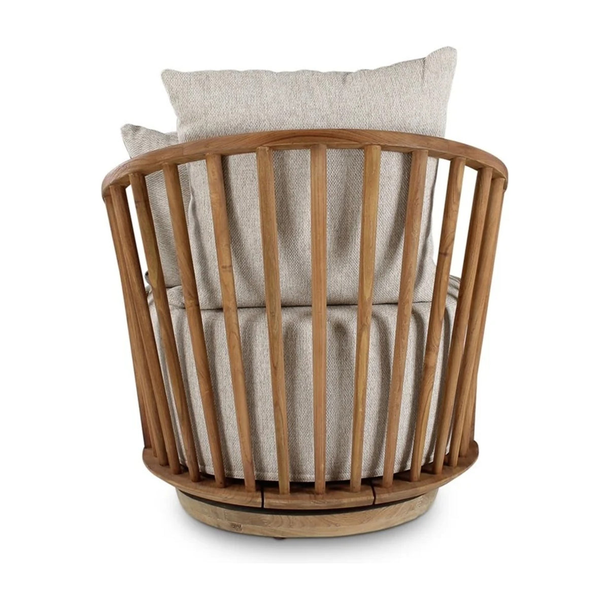 Lounge Chair Noel Teak Natural Cream Domestica – Back Three Quarter View on White