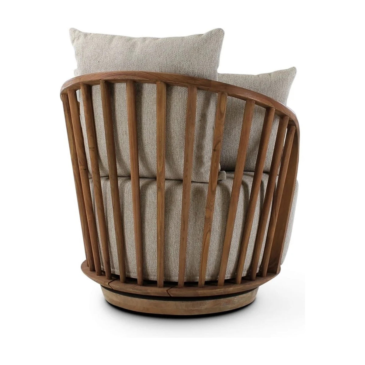 Lounge Chair Noel Teak Natural Cream Domestica – Back Three Quarter View from the Opposite Side on White