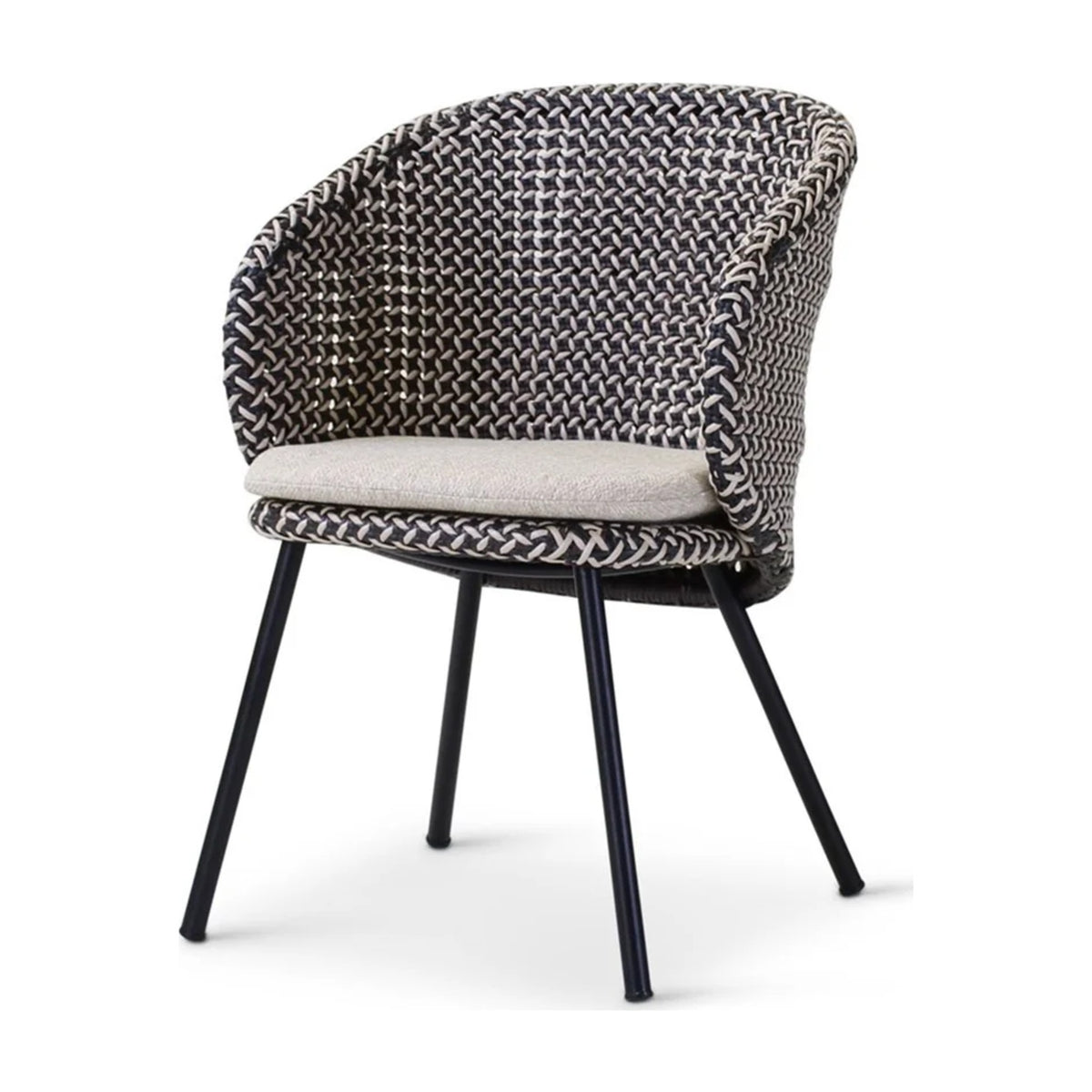 Armchair Modesto Black Alu Oyster Cream Domestica – Three Quarter View on White