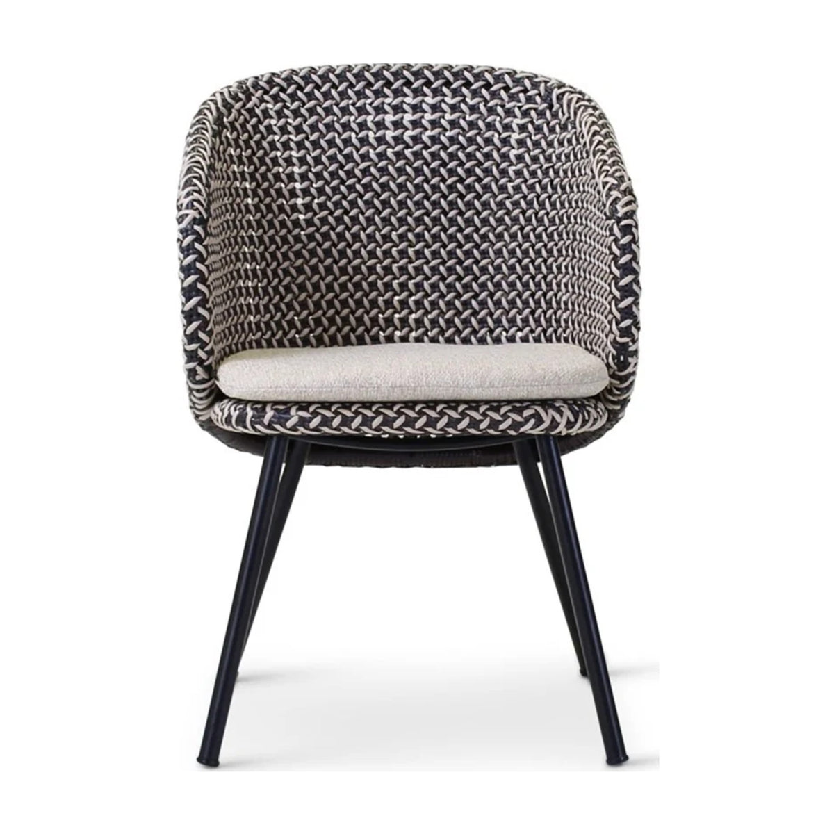 Armchair Modesto Black Alu Oyster Cream Domestica – Front View on White