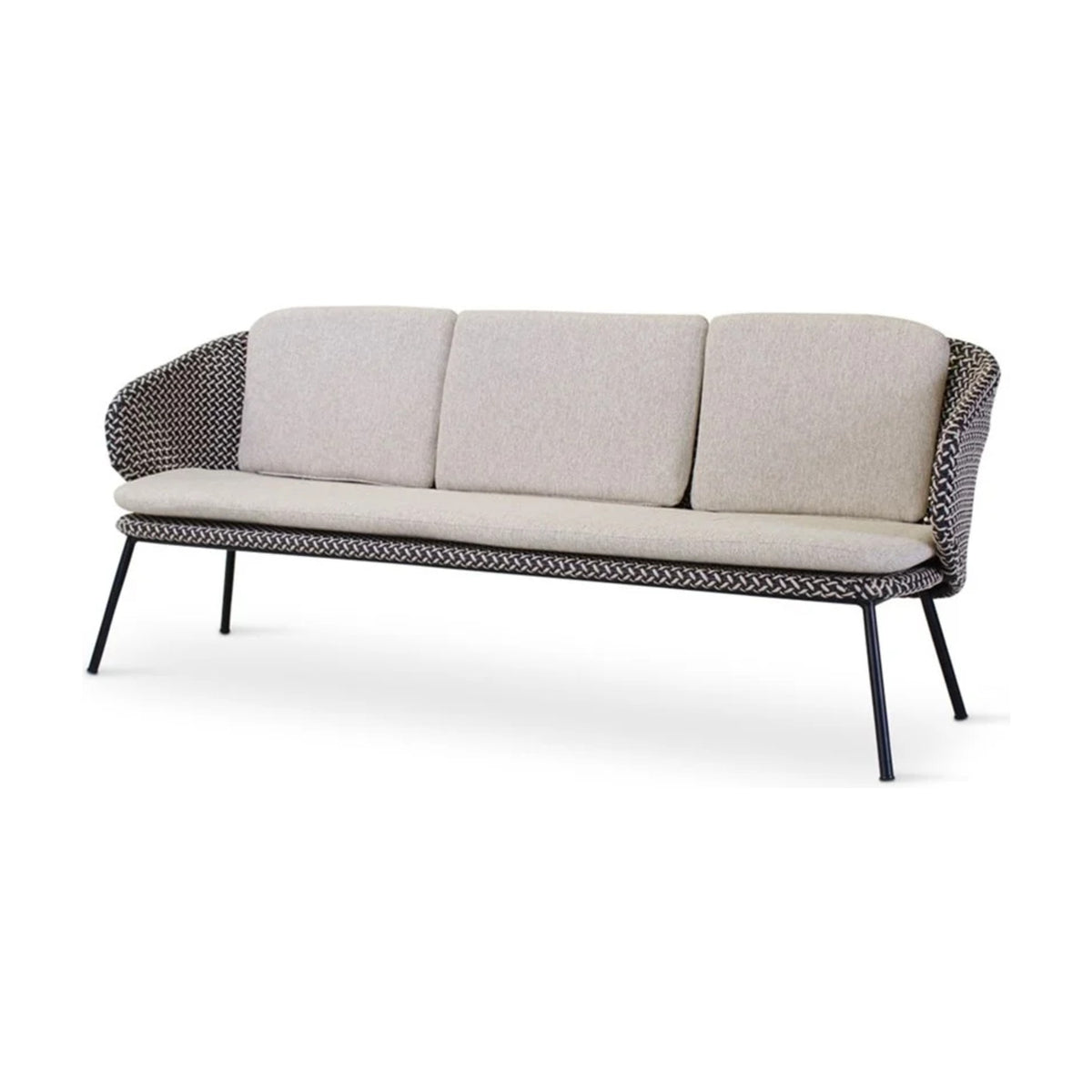 Sofa 3-Seater Modesto Black Alu Oyster Cream Domestica – Three Quarter View on White
