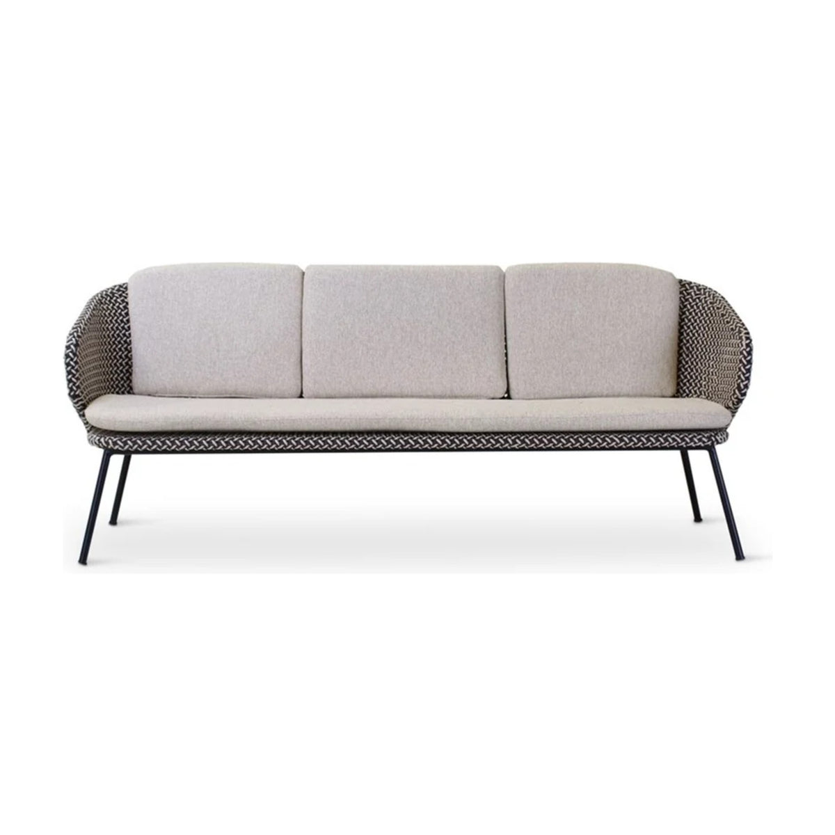 Sofa 3-Seater Modesto Black Alu Oyster Cream Domestica – Front View on White