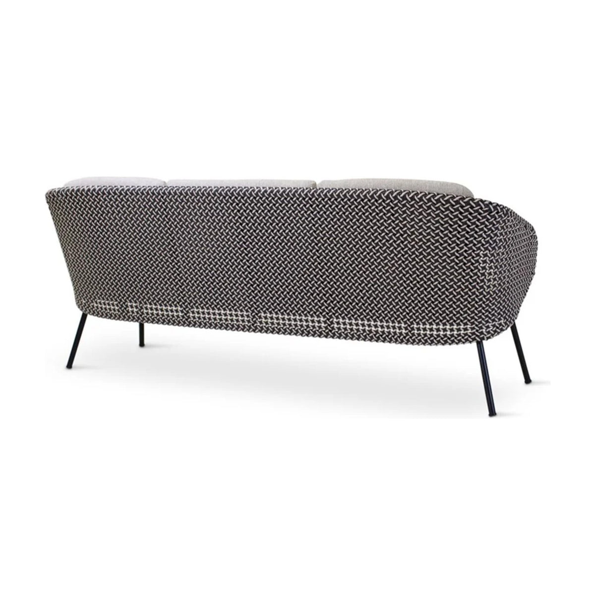 Sofa 3-Seater Modesto Black Alu Oyster Cream Domestica – Back Three Quarter View from the Other Side on White