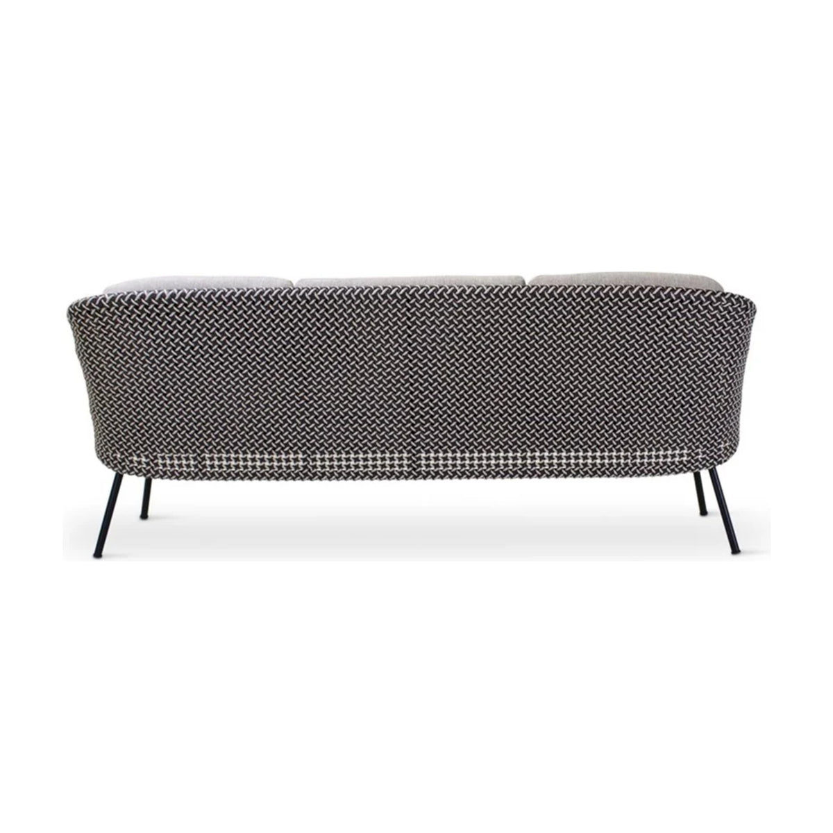 Sofa 3-Seater Modesto Black Alu Oyster Cream Domestica – Back View on White