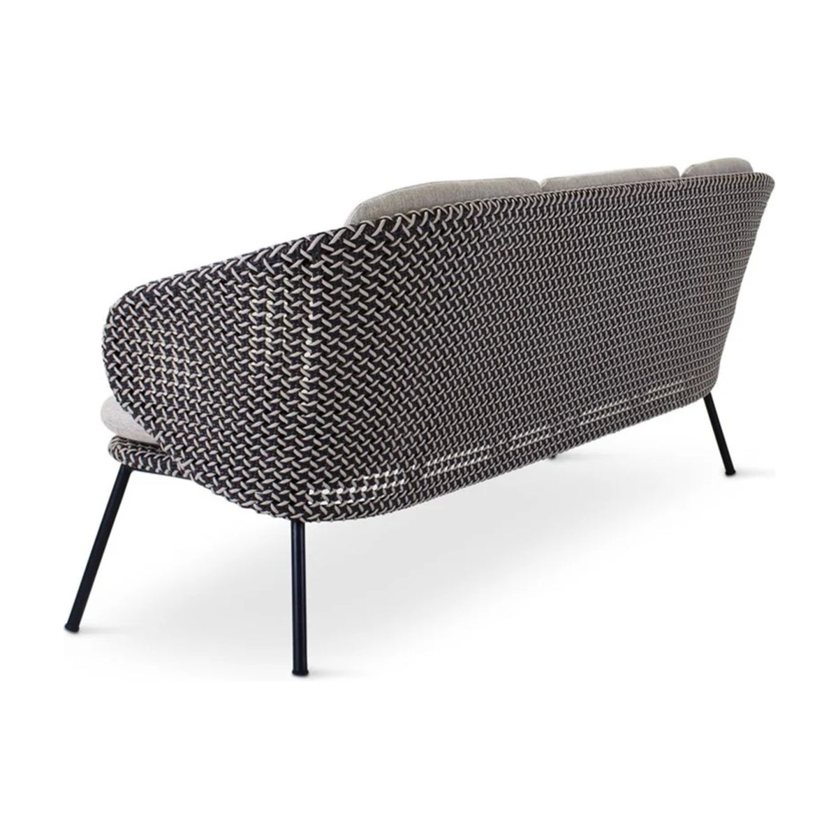 Sofa 3-Seater Modesto Black Alu Oyster Cream Domestica – Back Three Quarter View on White