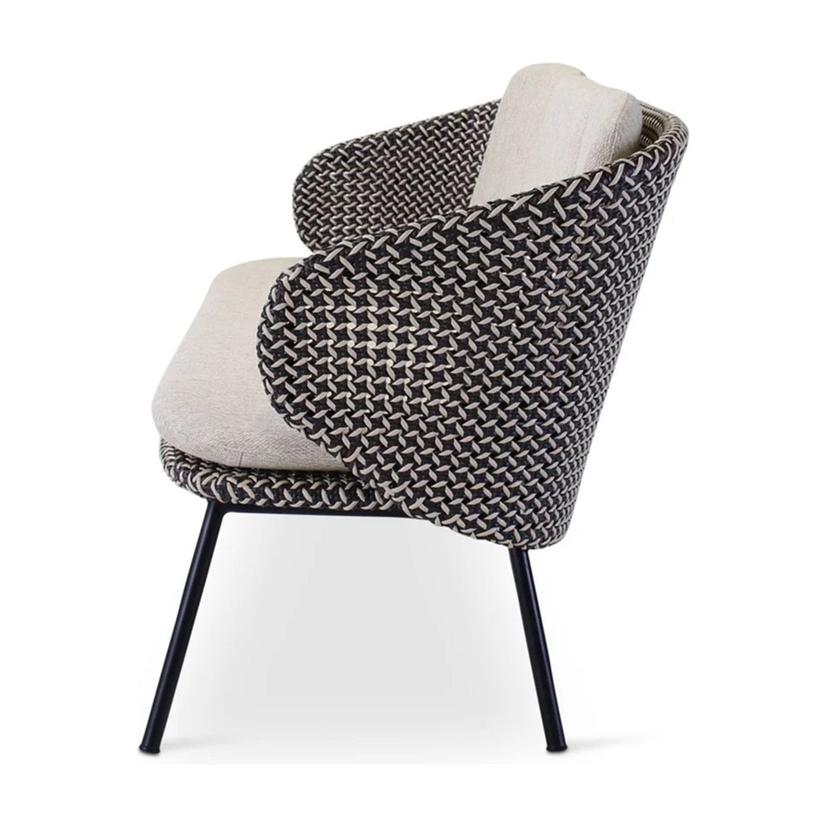 Sofa 3-Seater Modesto Black Alu Oyster Cream Domestica – Single Lounge Chair – Side Three Quarter View on White