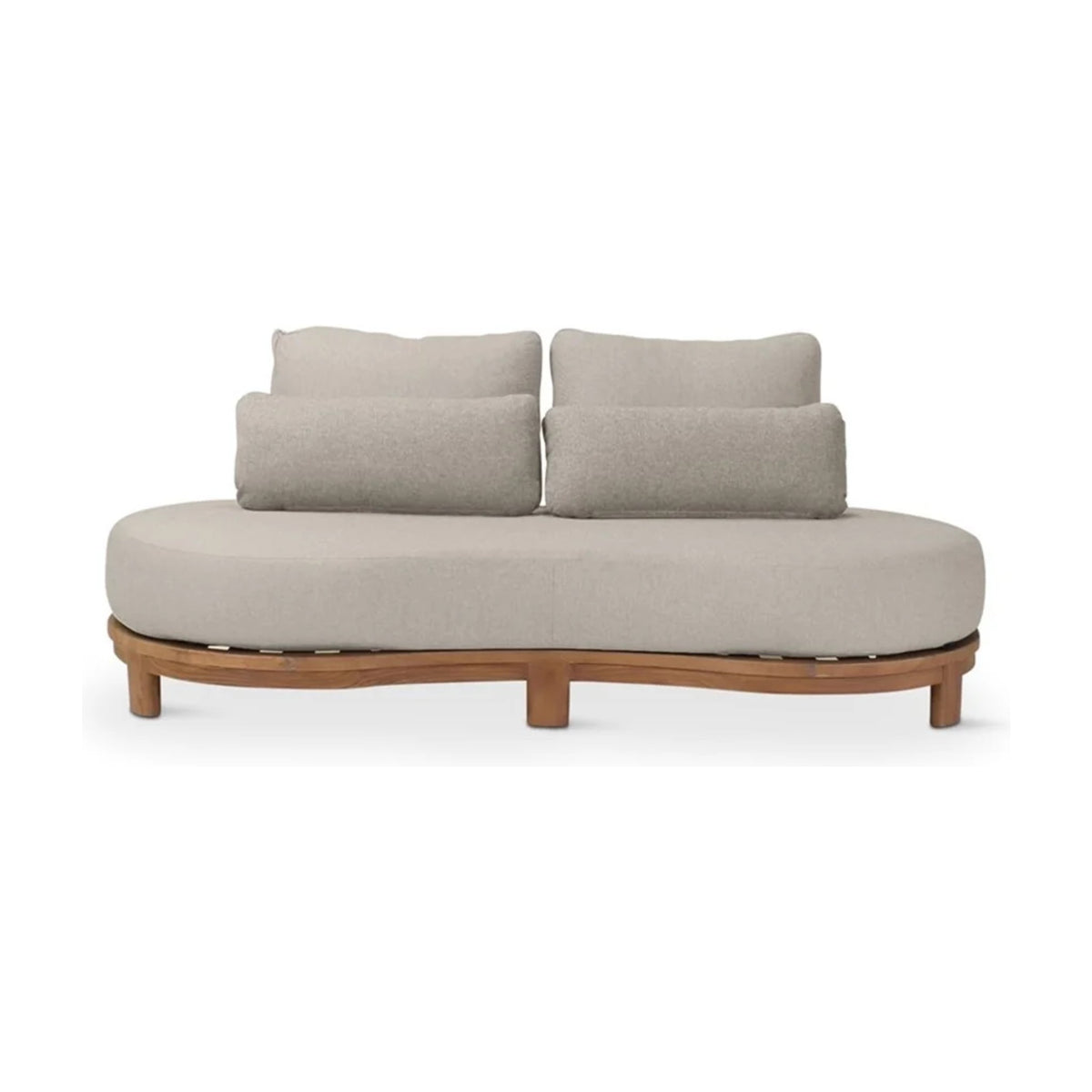 Sofa 2-Seater Ambon Teak Natural Cream Domestica – Front View on White