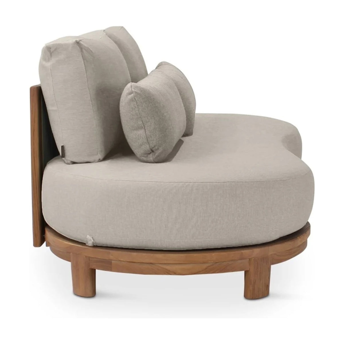 Sofa 2-Seater Ambon Teak Natural Cream Domestica – Side View from the Opposite End on White