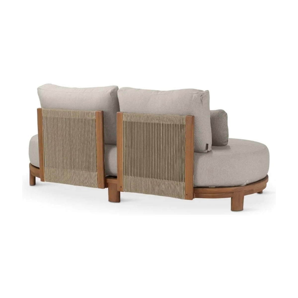 Sofa 2-Seater Ambon Teak Natural Cream Domestica – Back Three Quarter View from the Opposite Side on White