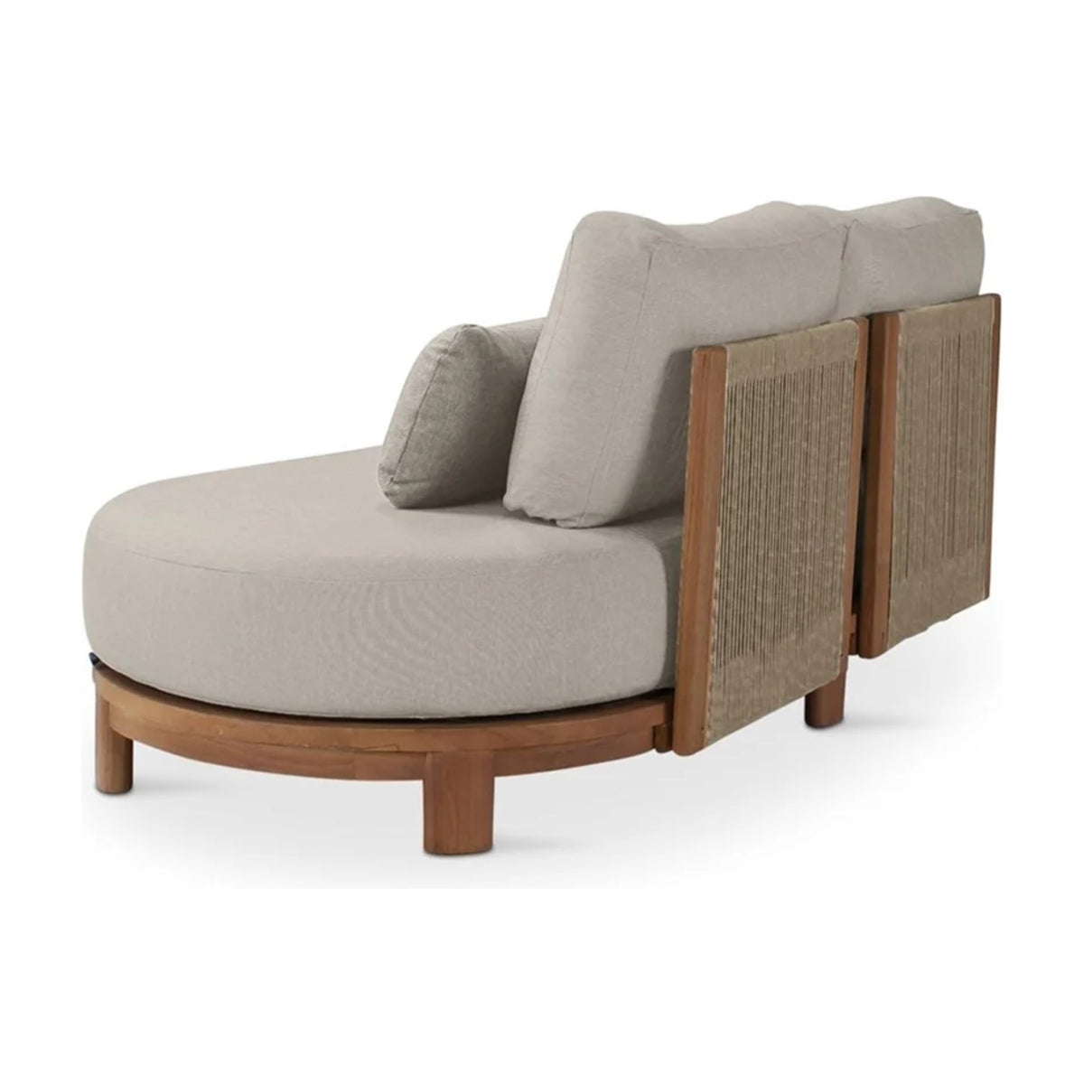Sofa 2-Seater Ambon Teak Natural Cream Domestica – Back Three Quarter View with Woven Back on White