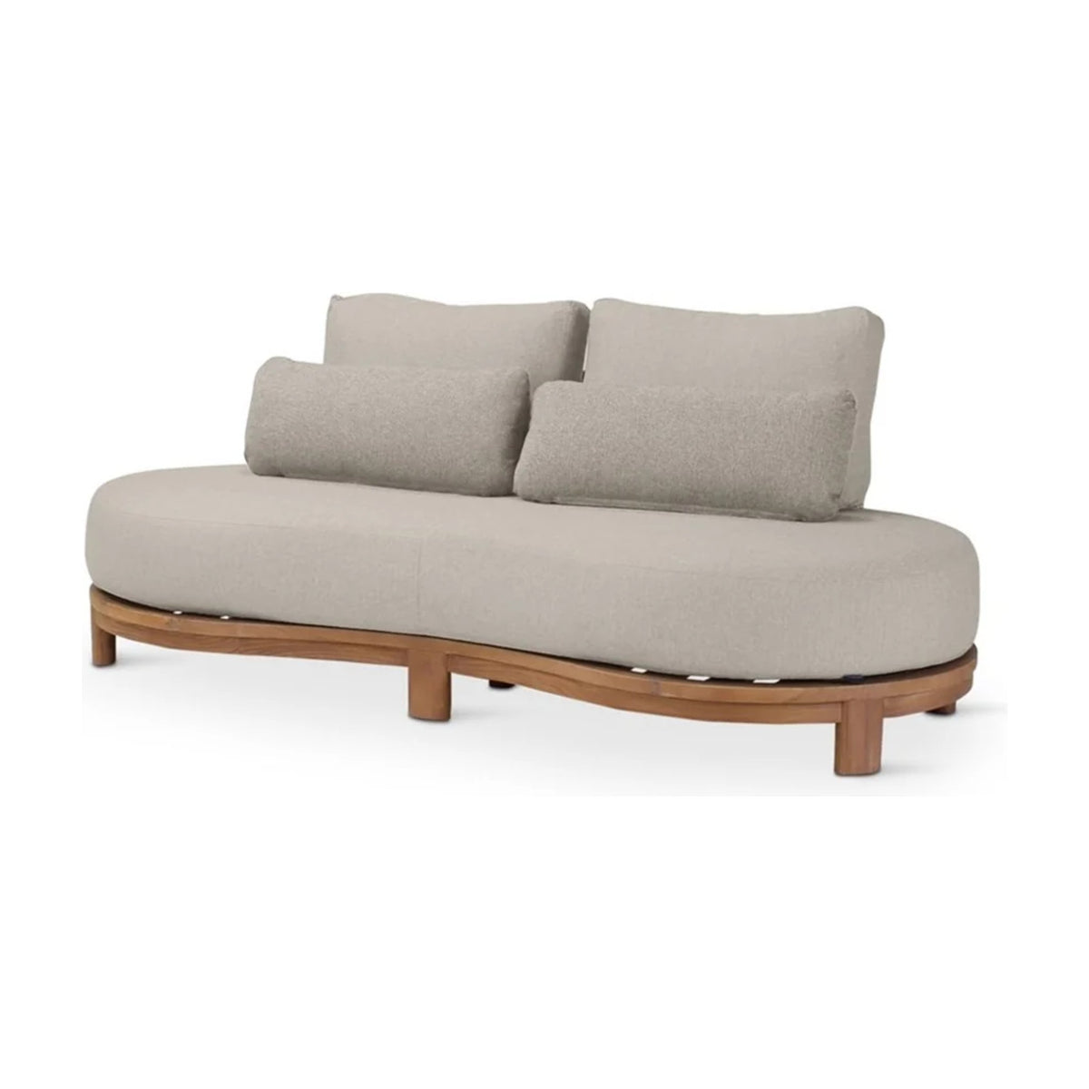 Sofa 2-Seater Ambon Teak Natural Cream Domestica – Three Quarter View on White