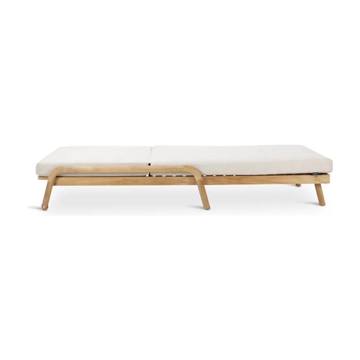 Sunlounger Boras Teak Natural Clay Domestica – Side View with Backrest Flat on White