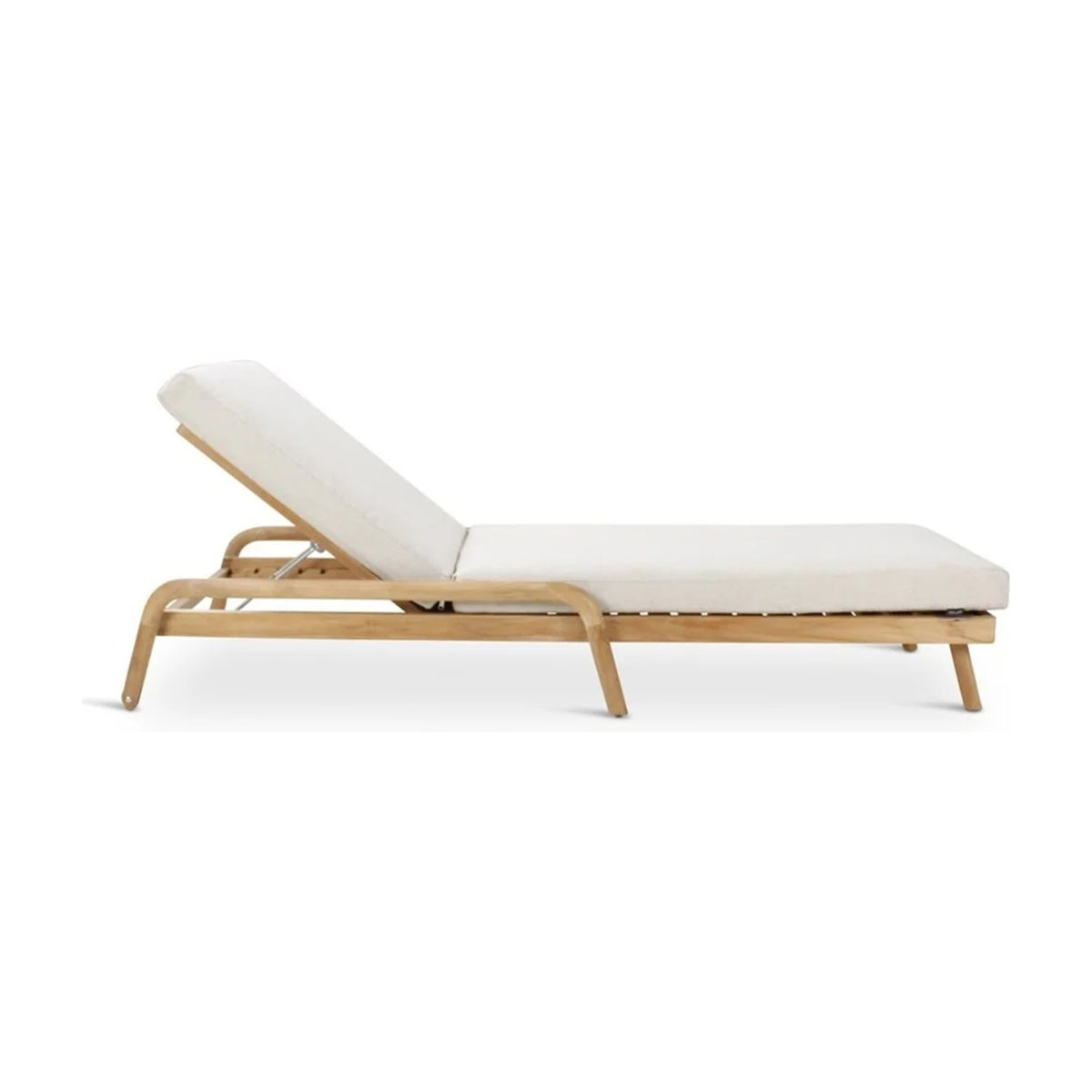 Sunlounger Boras Teak Natural Clay Domestica – Side View with Backrest Raised on White