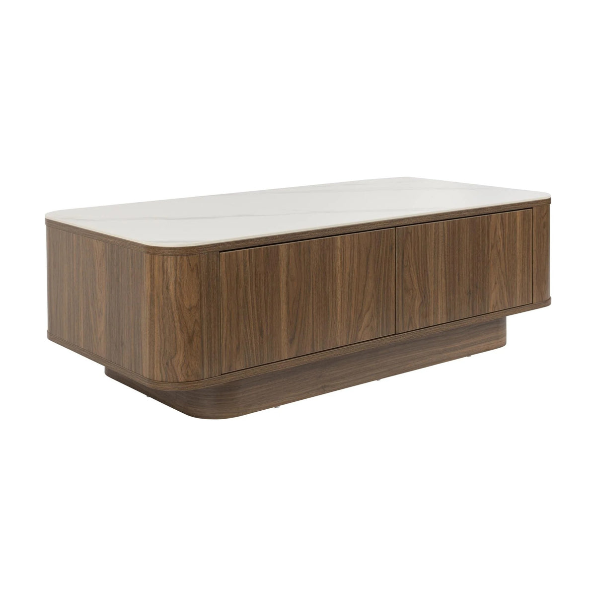 Coffee Table Almira Walnut Domestica – Three Quarter View on White