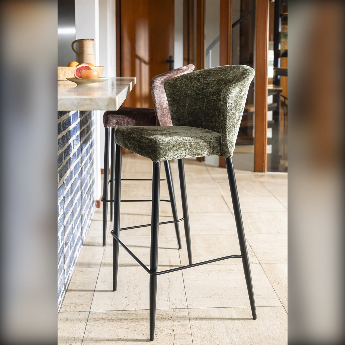 Counter Chair Georgia Green Domestica – Lifestyle – At a Kitchen Counter