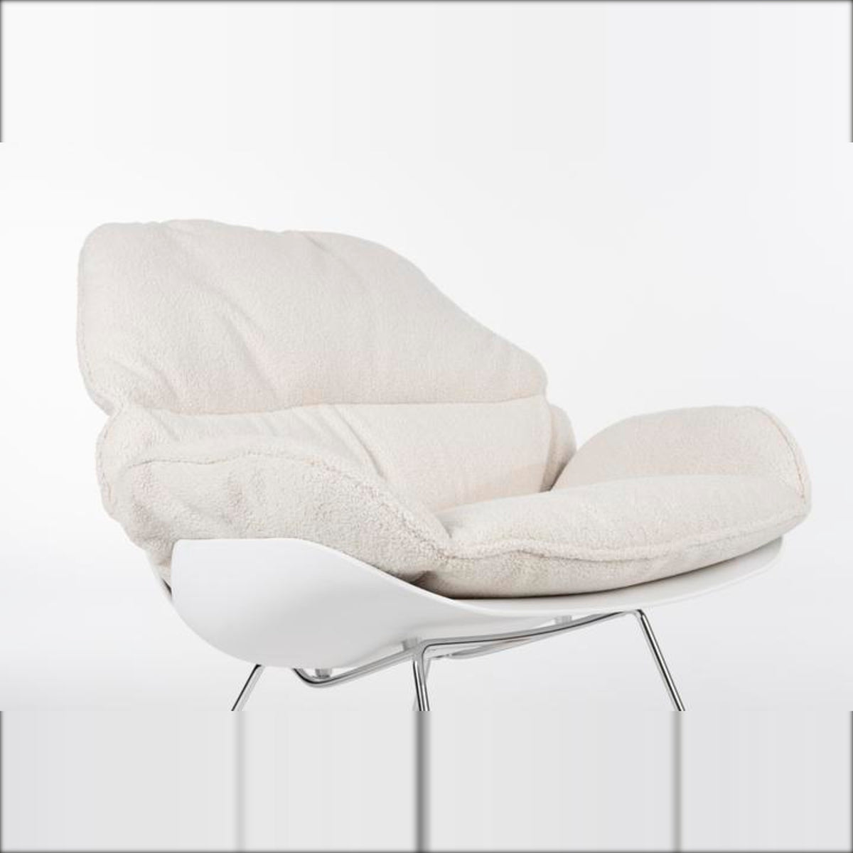 Lounge Chair Rocky Off White Domestica – Side Upholstery and Shell Close-up