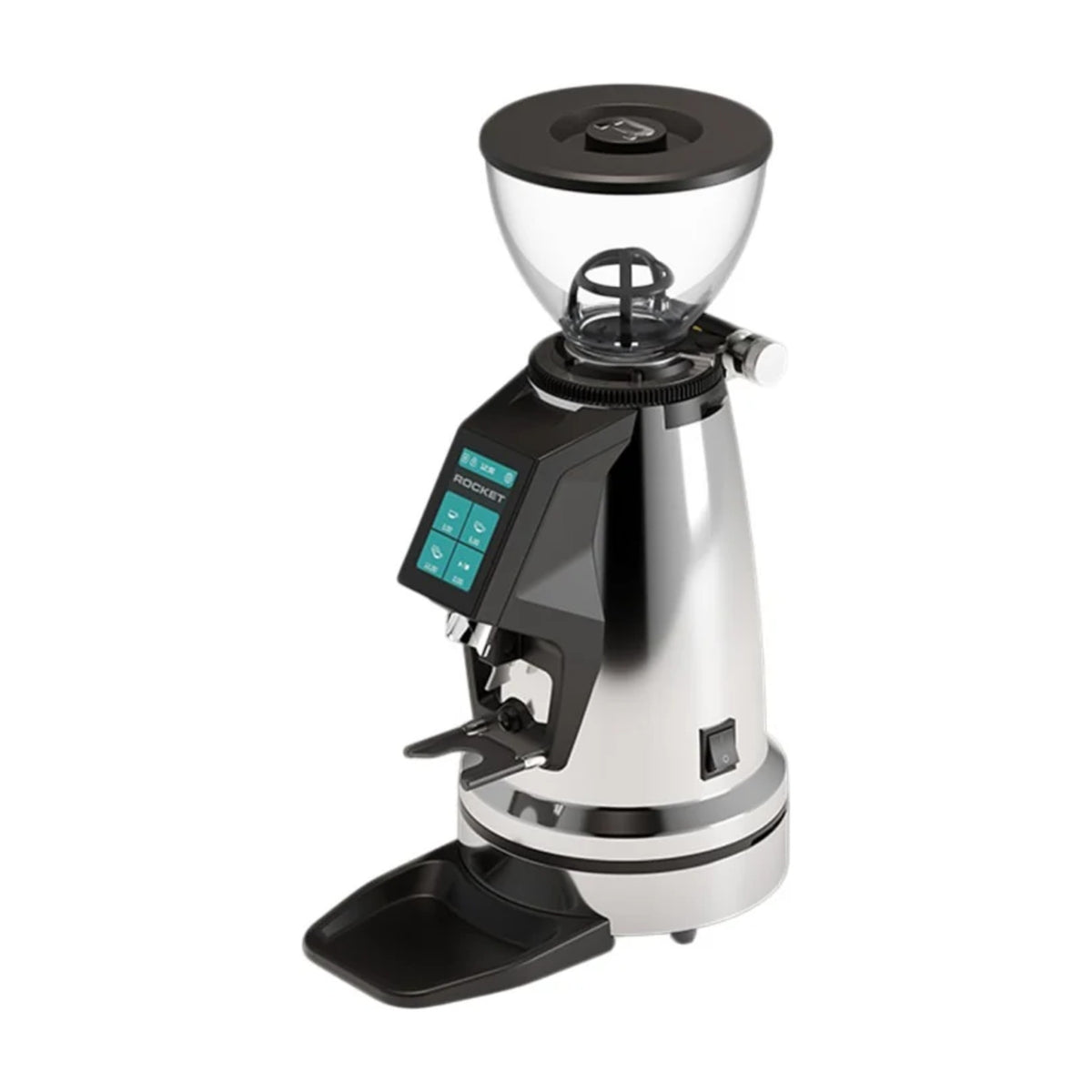 Coffee Grinder Spluga Élite Chrome Rocket Espresso Domestica – Three Quarter View on White