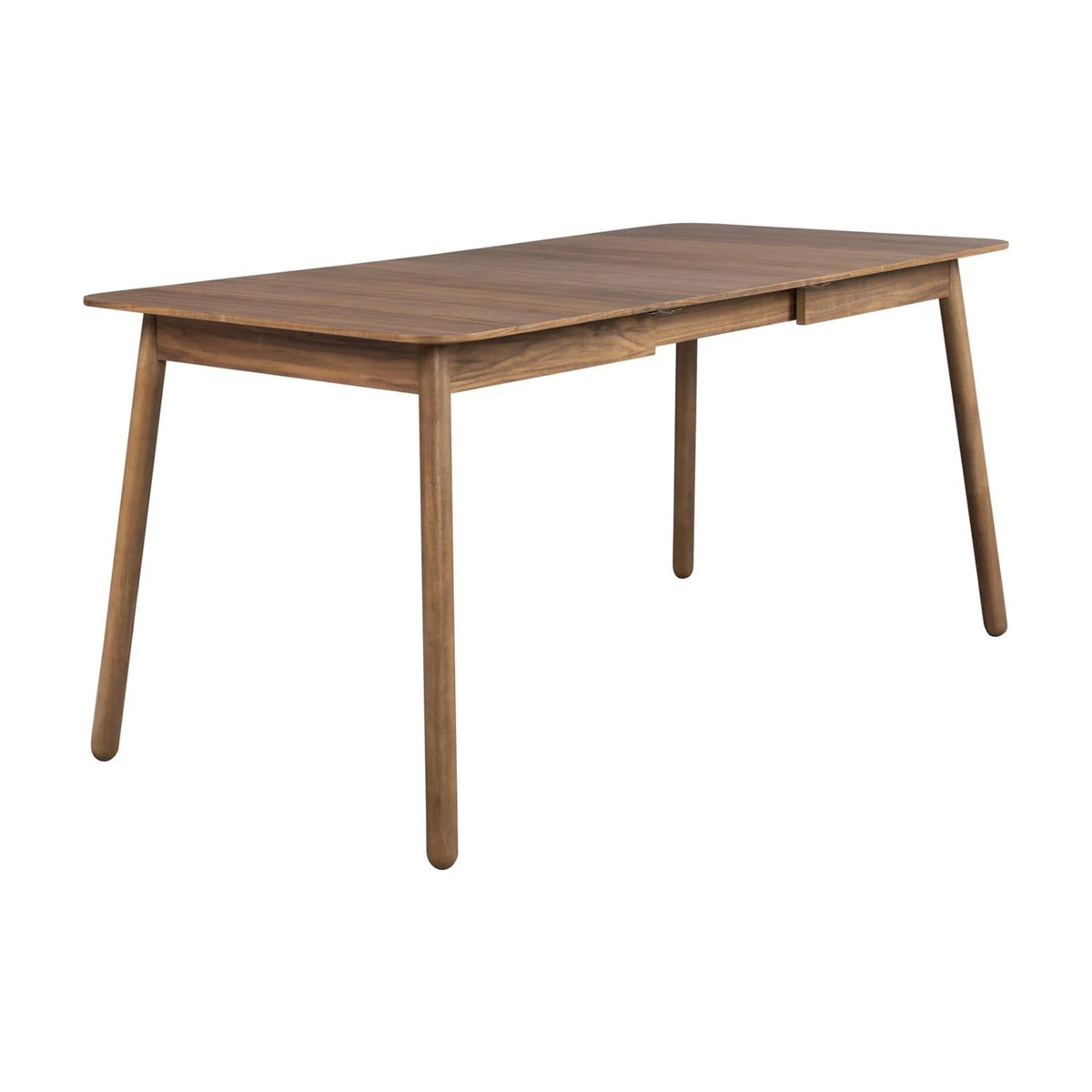 Dining Table Glimps 120/162x80 Walnut Domestica – Extended Three Quarter View on White