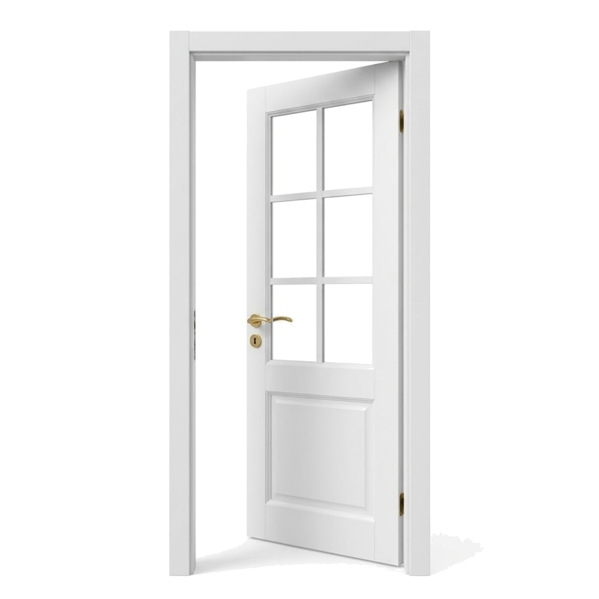 Gloria Door Domestica – Half Open Angle View (Tulip, sprayed white)