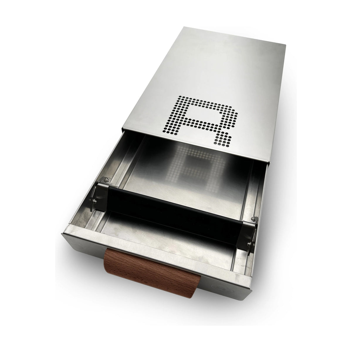 Knock Box Drawer Rocket Espresso Domestica – Drawer Open – Perforated R Top