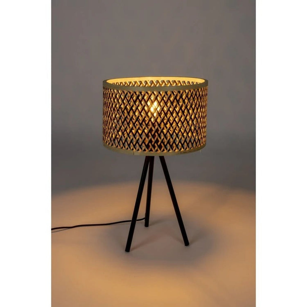 Table Lamp Isla Natural Black Domestica – Illuminated View