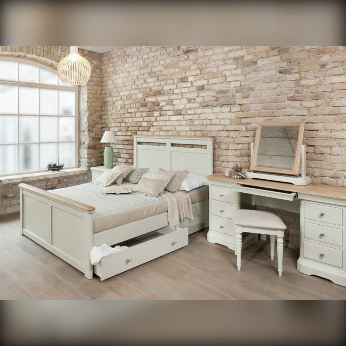 Dining Chair OMG Soft White Domestica – Bedroom Scene with White Bed and Dressing Table (Chair Not Shown)