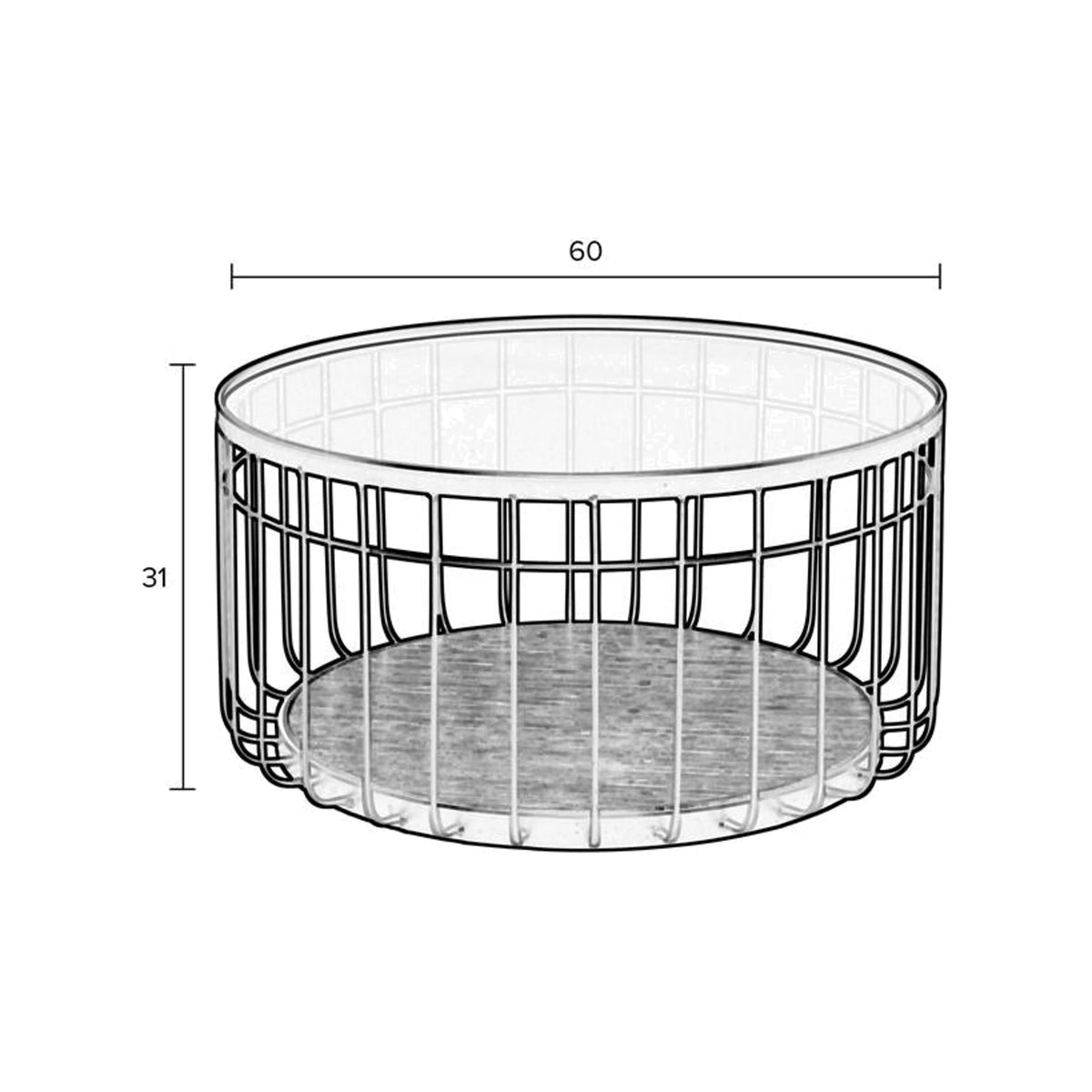 Coffee Table Lance M Black Domestica – Dimensions Drawing