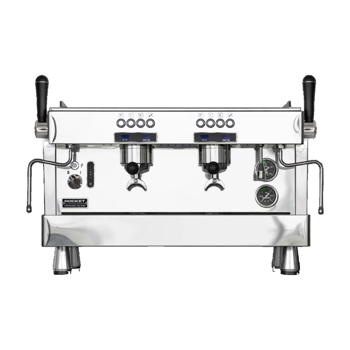 Coffee Machine R 9 Stainless Rocket Espresso Domestica – 3 Group Version Front View on White