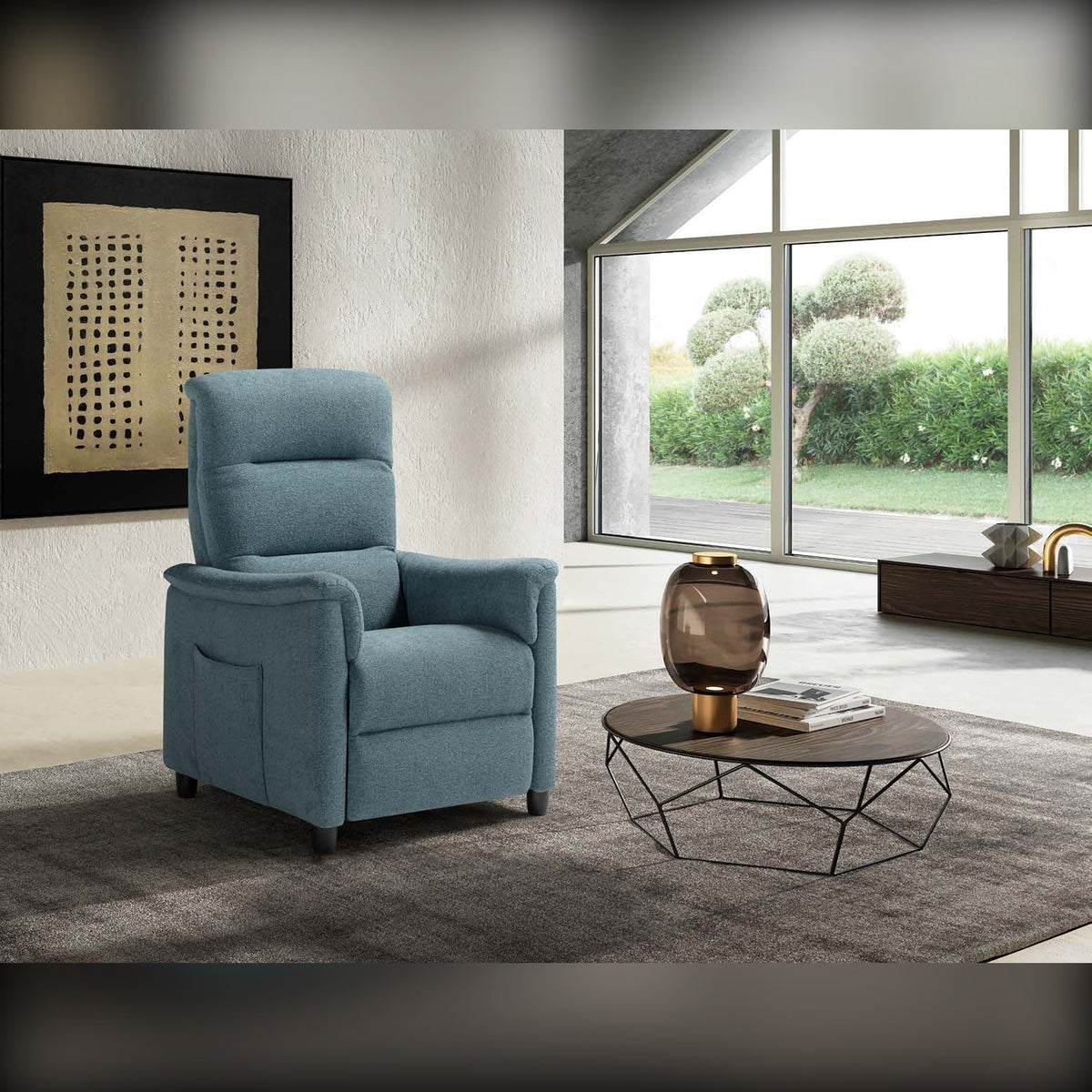 Lift Recliner Armchair Artemis Light Blue Domestica – Lifestyle – In a Living Room