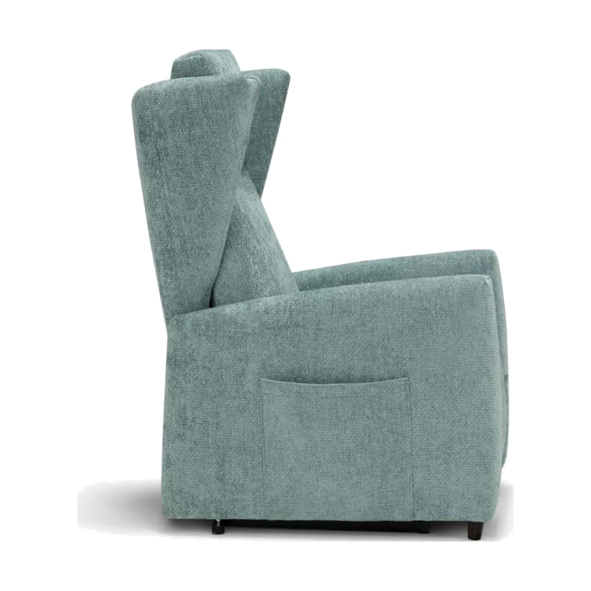 Lift Recliner Armchair Orson Light Blue Domestica – Side View on White