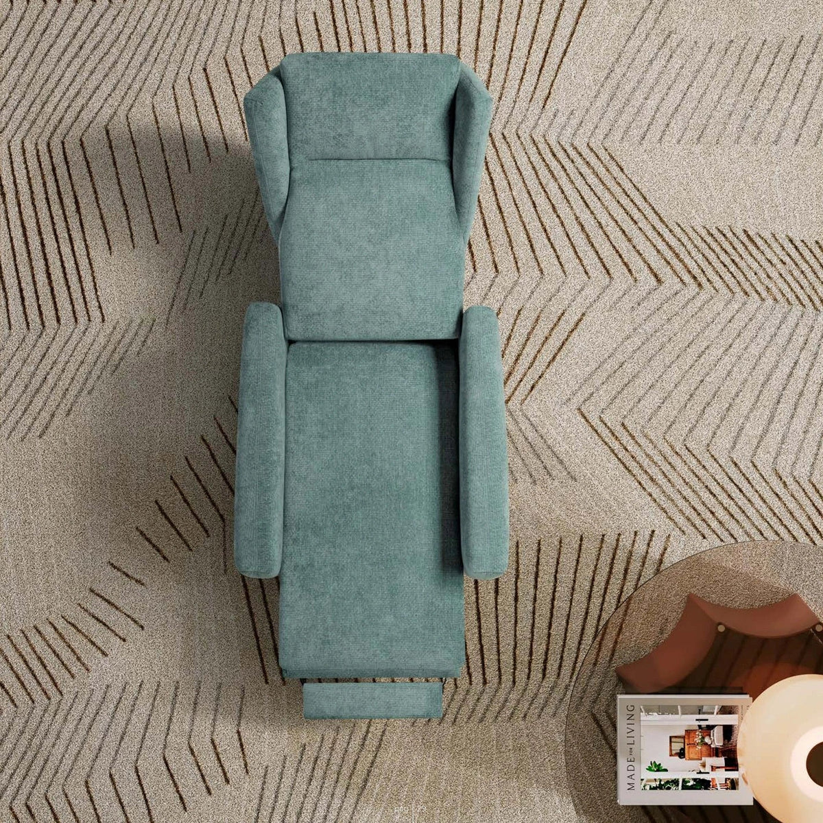 Lift Recliner Armchair Orson Light Blue Domestica – Top View