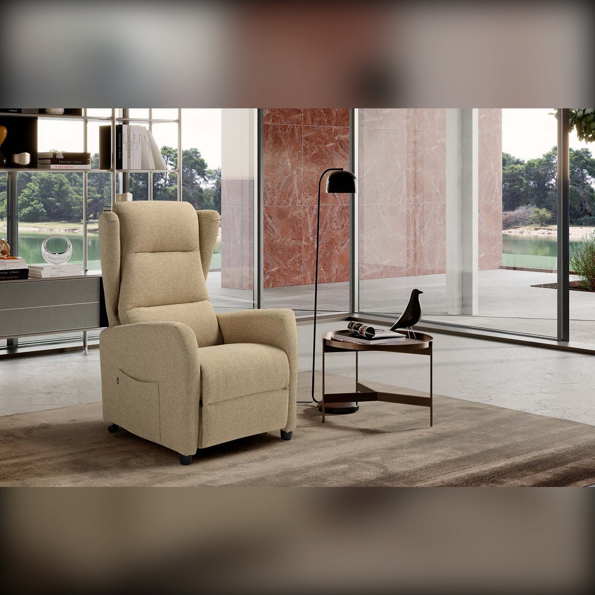 Lift Recliner Armchair Velvet Domestica – Lifestyle – In a Living Room