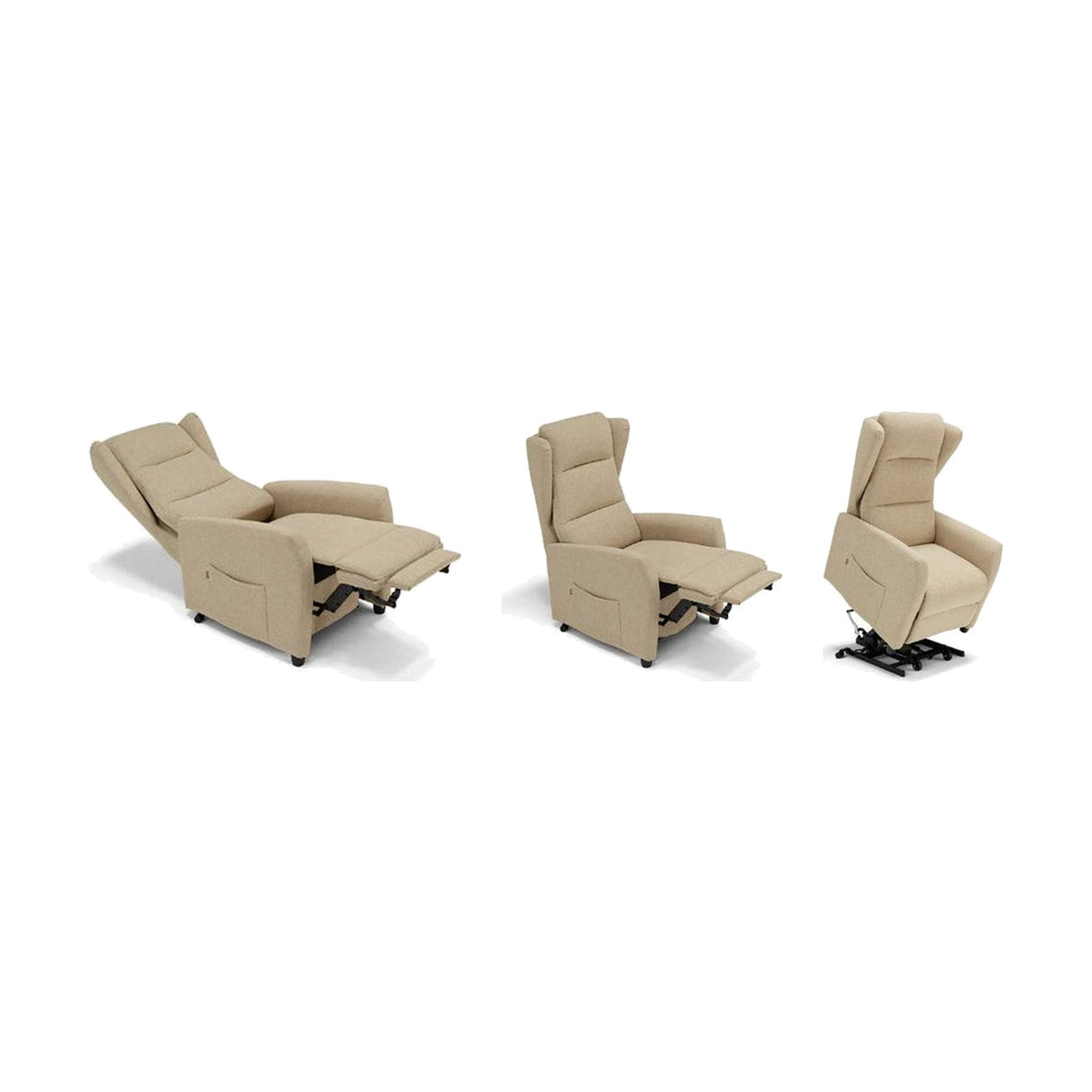 Lift Recliner Armchair Velvet Domestica – Full Recline, TV and Lift Positions on White