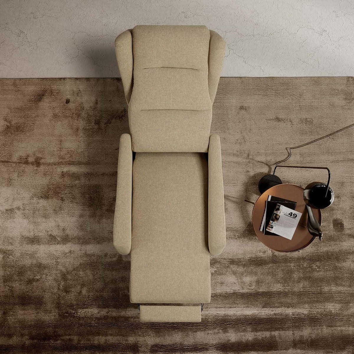 Lift Recliner Armchair Velvet Domestica – Top View