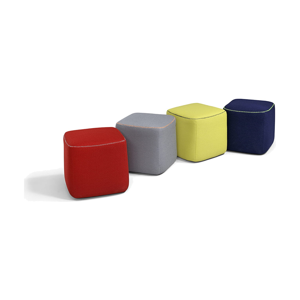 Flower Egoitaliano Domestica – Poufs in Red, Grey, Yellow and Navy on White