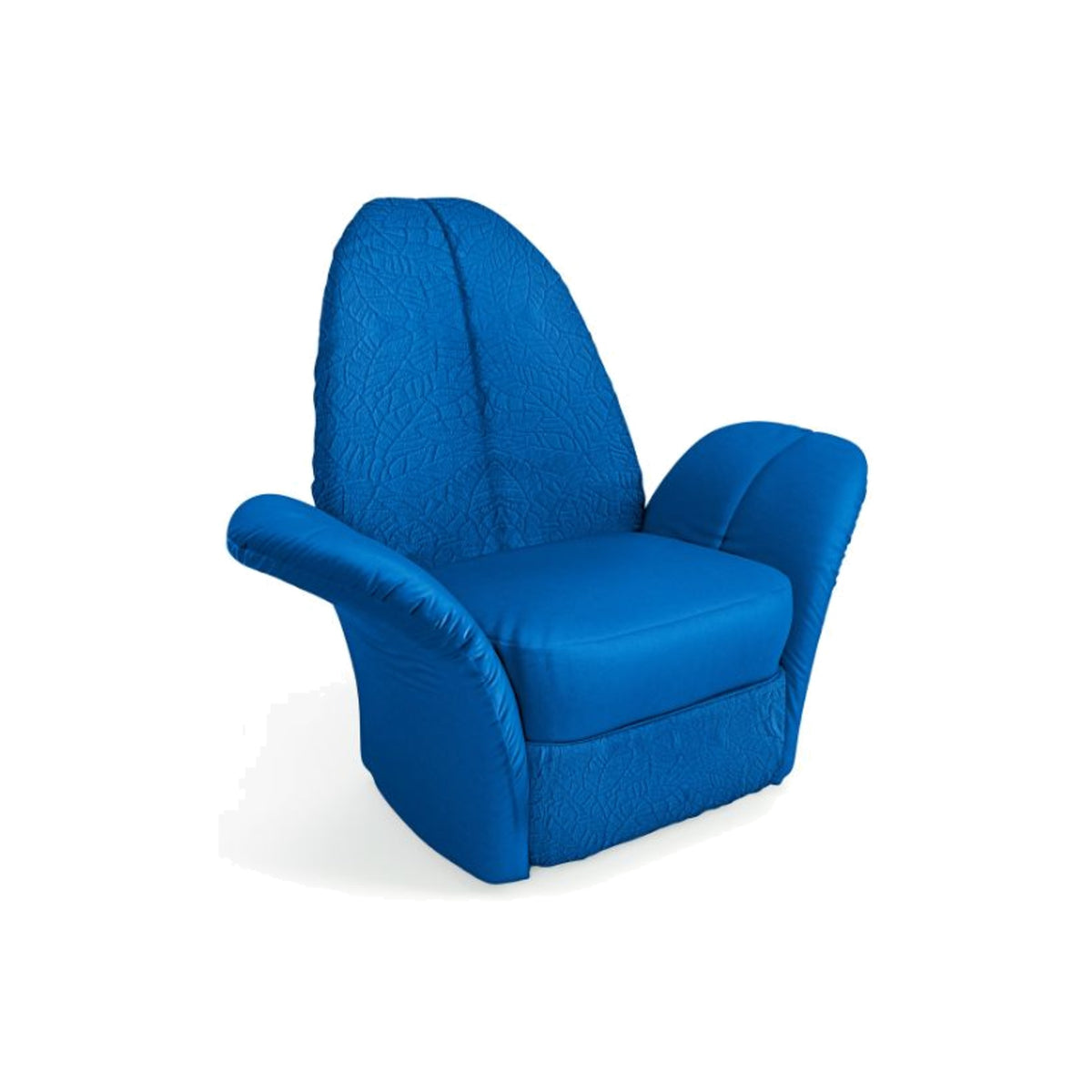 Petalo Armchair Egoitaliano Domestica – Outdoor Armchair in Blue, Three Quarter View on White