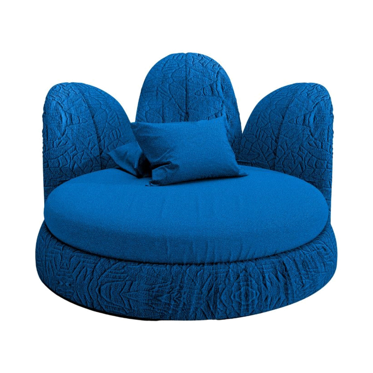 Petalo Daybed Egoitaliano Domestica – Round Outdoor Daybed in Blue, Front View on White