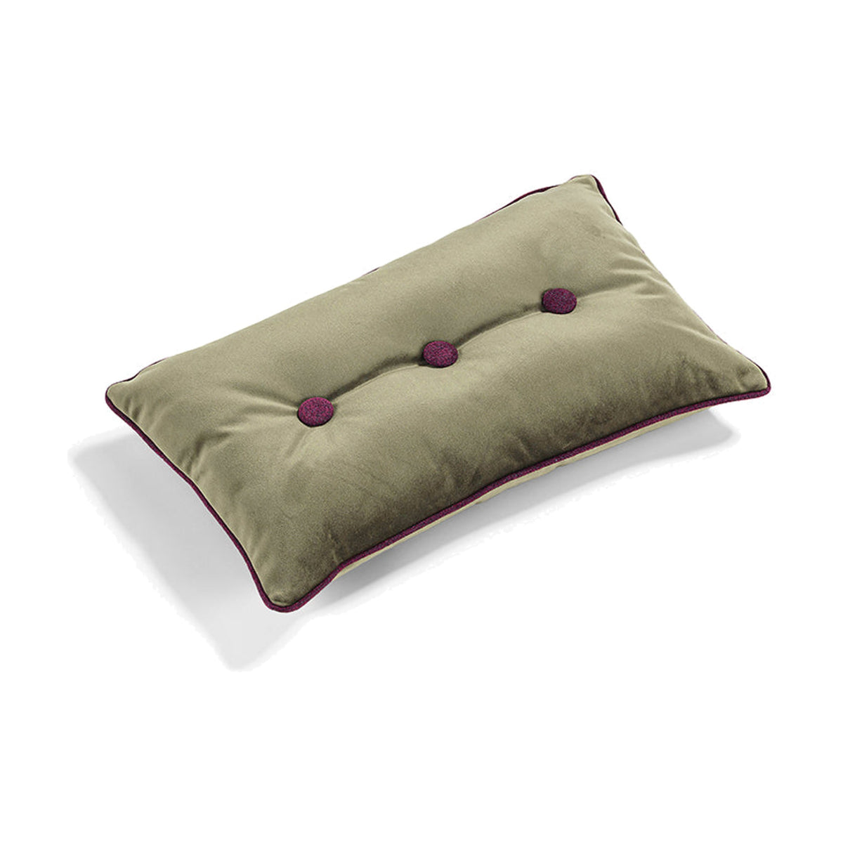 Buttons Egoitaliano Domestica – Rectangular Cushion in Olive with Three Buttons on White