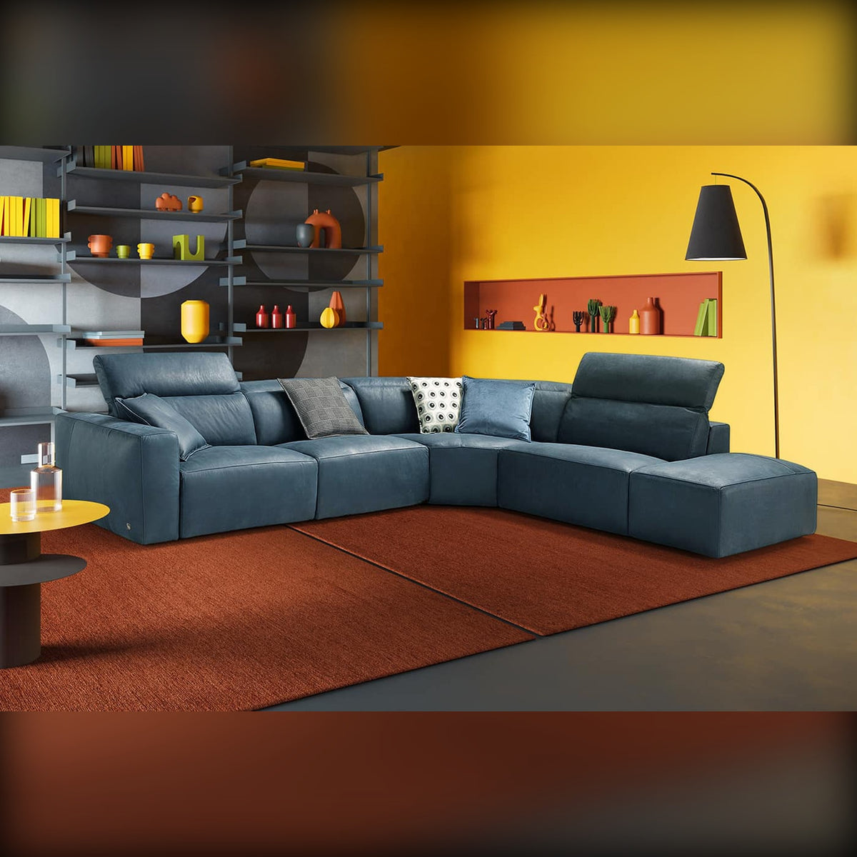 Mushroom Egoitaliano Domestica – Lifestyle – Coffee Table beside a Corner Sofa