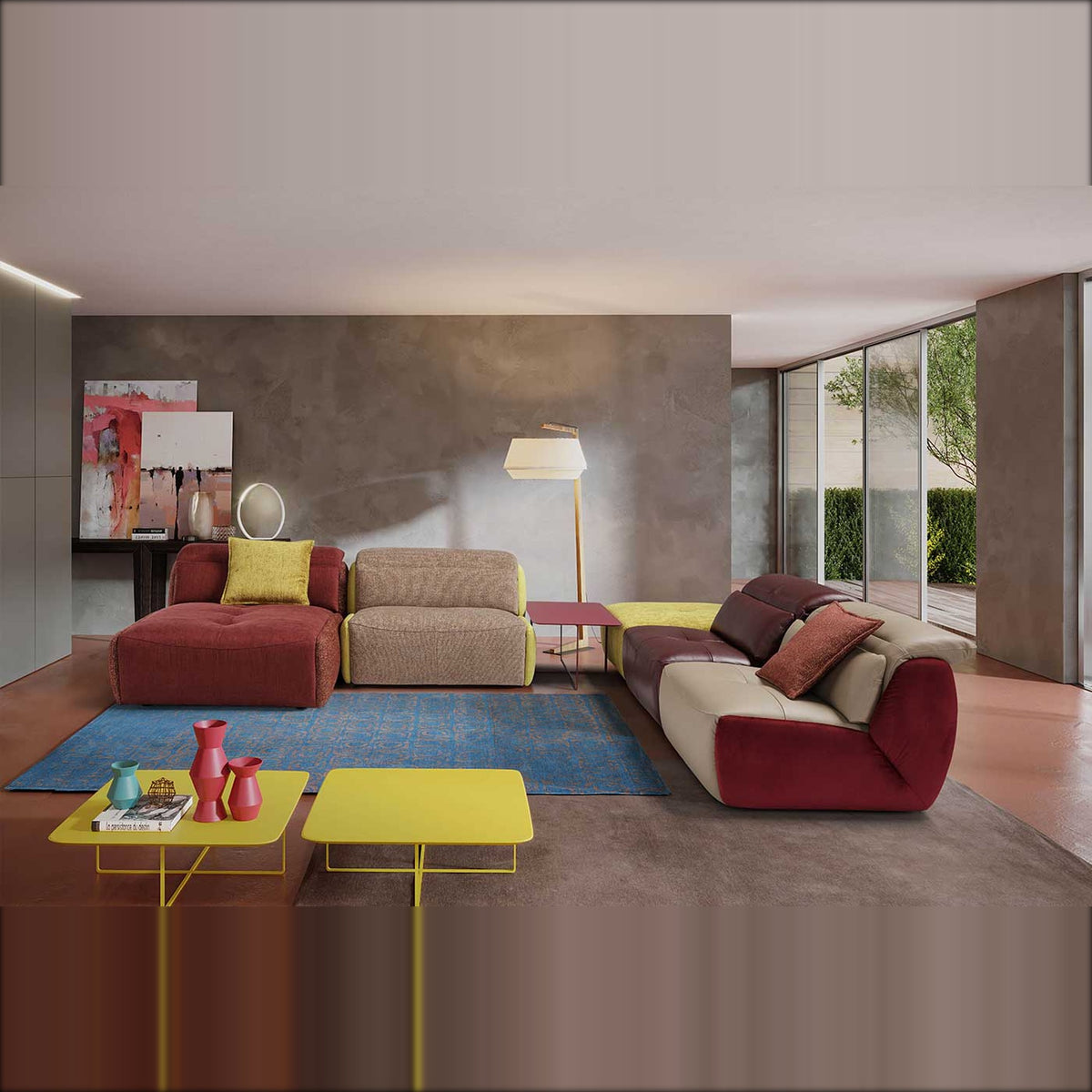 Selfy Egoitaliano Domestica – Lifestyle – Coffee Tables with a Modular Sofa in a Living Room