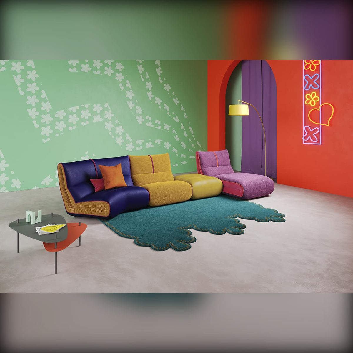 Ventaglio Egoitaliano Domestica – Lifestyle – Coffee Table with Sofa in a Colourful Living Room