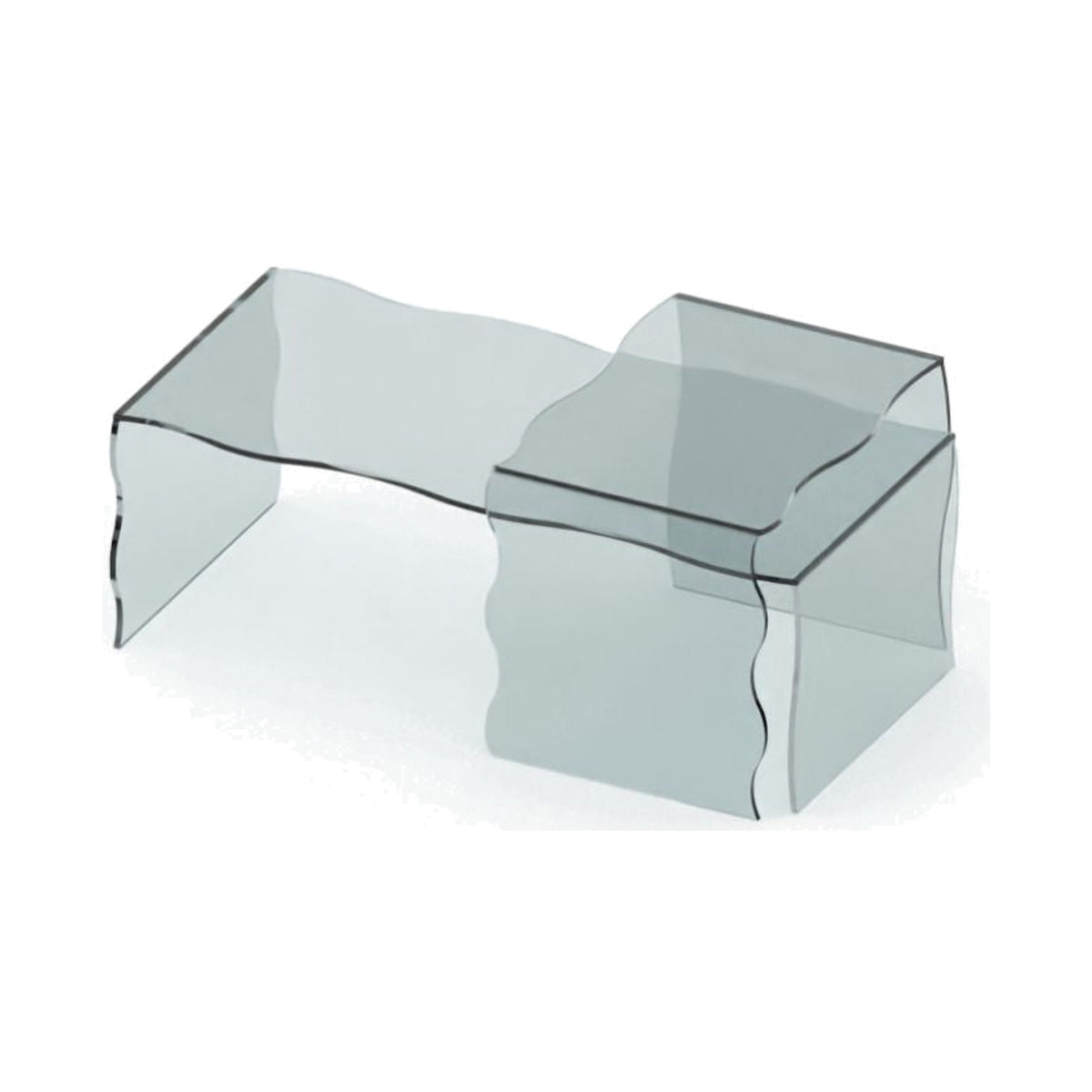 Wave Egoitaliano Domestica – Small and Large Tables Layered, Transparent Glass on White